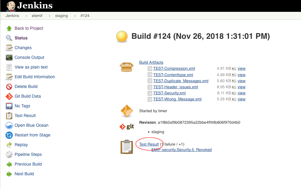 Execution status information